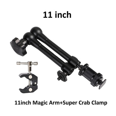 Hridz up to 11inch Metal Articulating Magic Arm with cold shoe Super Crab Clamp