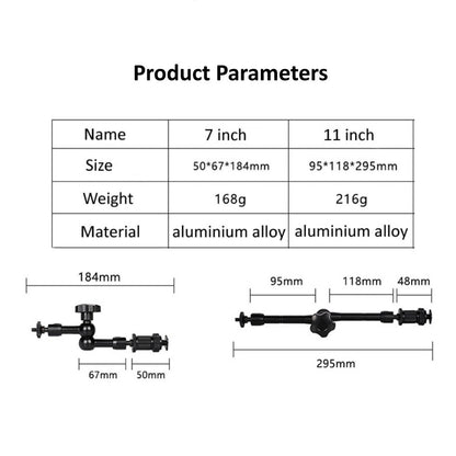 Hridz up to 11inch Metal Articulating Magic Arm with cold shoe Super Crab Clamp