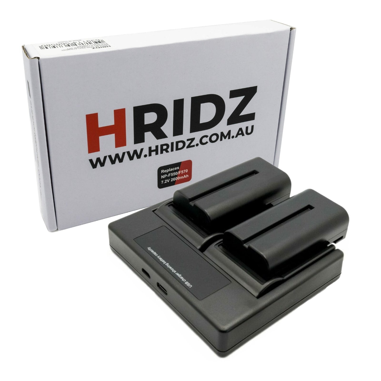 Hridz-NP-F550 Batteries & Charger Set Compatible with Sony NPF 550 970 series