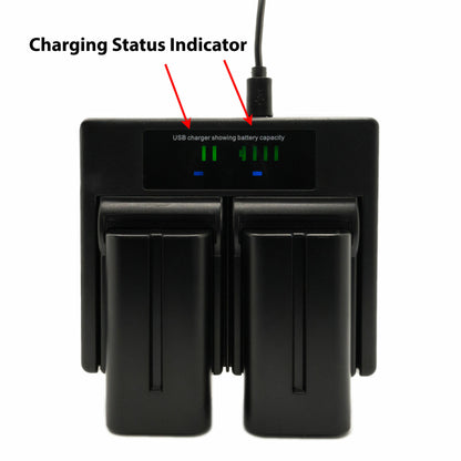 Hridz-NP-F550 Batteries & Charger Set Compatible with Sony NPF 550 970 series