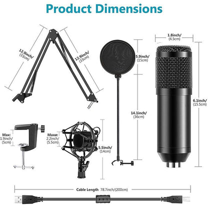 NW-8000 Professional USB Microphone Kit 192kHz/24-Bit Condenser Mic for desktop laptop with USB-A support