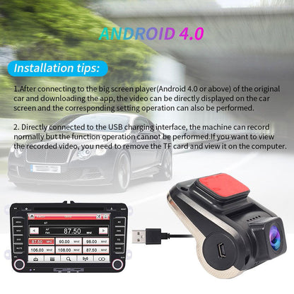 Pro 1080P HD Car DVR Dash Cam – Hidden Night Vision, 170° Wide Angle, G-Sensor Drive Recorder with 32GB Memory Card for Android USB