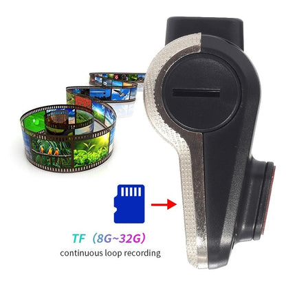 Pro 1080P HD Car DVR Dash Cam – Hidden Night Vision, 170° Wide Angle, G-Sensor Drive Recorder with 32GB Memory Card for Android USB