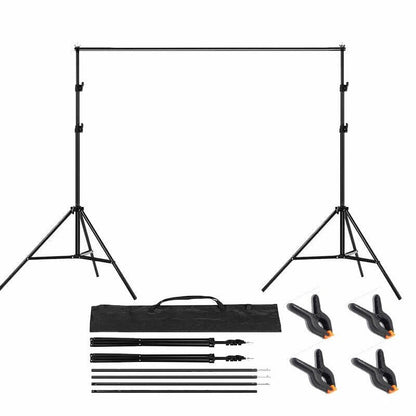 Professional 2x3m Backdrop Support System – Adjustable Tripod Stands with Crossbars, Sandbags & Carry Bag for Photography & Video
