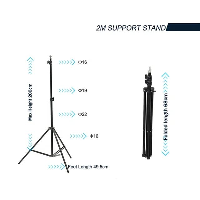 Professional 2x3m Backdrop Support System – Adjustable Tripod Stands with Crossbars, Sandbags & Carry Bag for Photography & Video