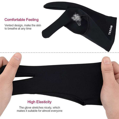 Terow Artist Glove Australia for Drawing Tablet 2 finger Anti-Fouling Both for Right Left Hand