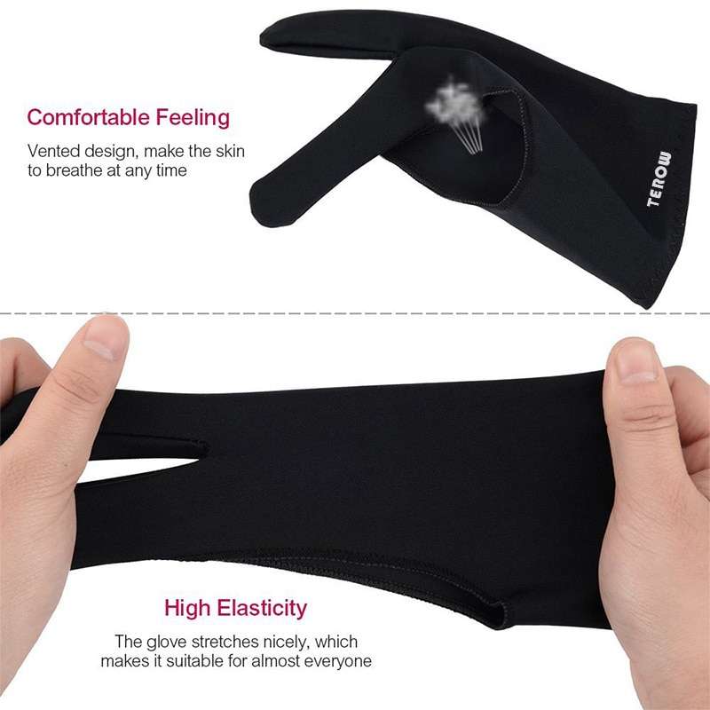 Terow Artist Glove Australia for Drawing Tablet 2 finger Anti-Fouling Both for Right Left Hand