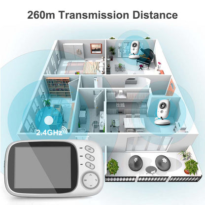 Video Baby Monitor camera with 3.2" LCD Wireless No app needed Audio Monitor with Camera Baby Alarm