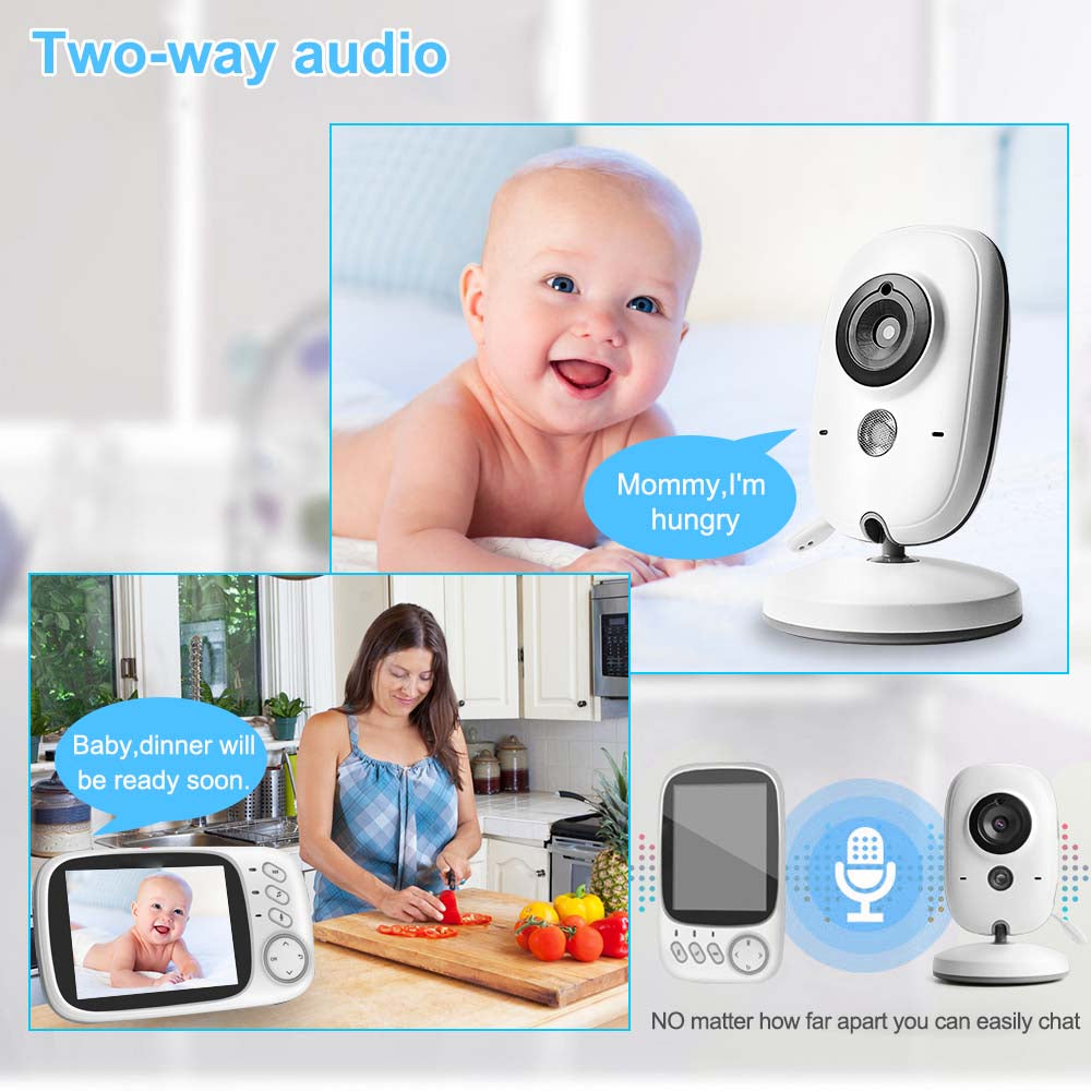 Video Baby Monitor camera with 3.2" LCD Wireless No app needed Audio Monitor with Camera Baby Alarm