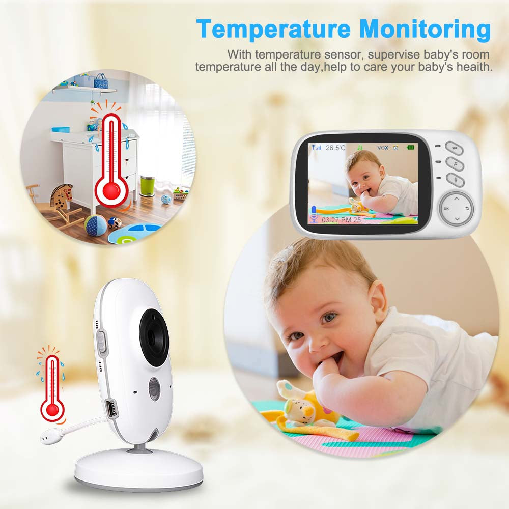 Video Baby Monitor camera with 3.2" LCD Wireless No app needed Audio Monitor with Camera Baby Alarm