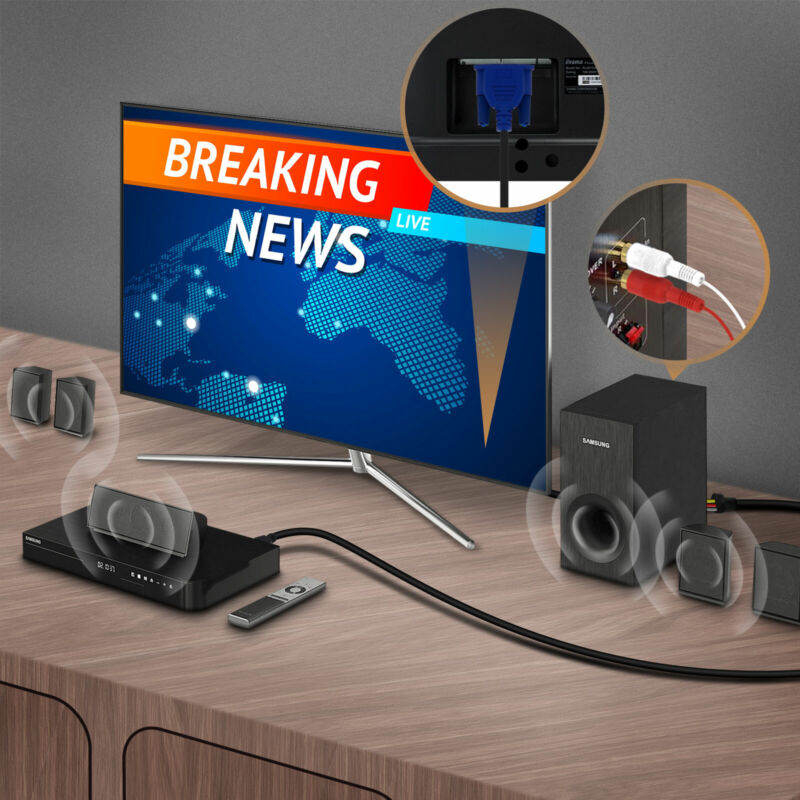 HDMI to 3x RCA Male and VGA Male Cable Video Adapter (1.5m)- Black
